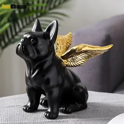 Simple Modern Home Decoration Accessories Black Gold Bulldog Ceramic Dog Crafts Living Room Entrance Desktop Decor Ideas