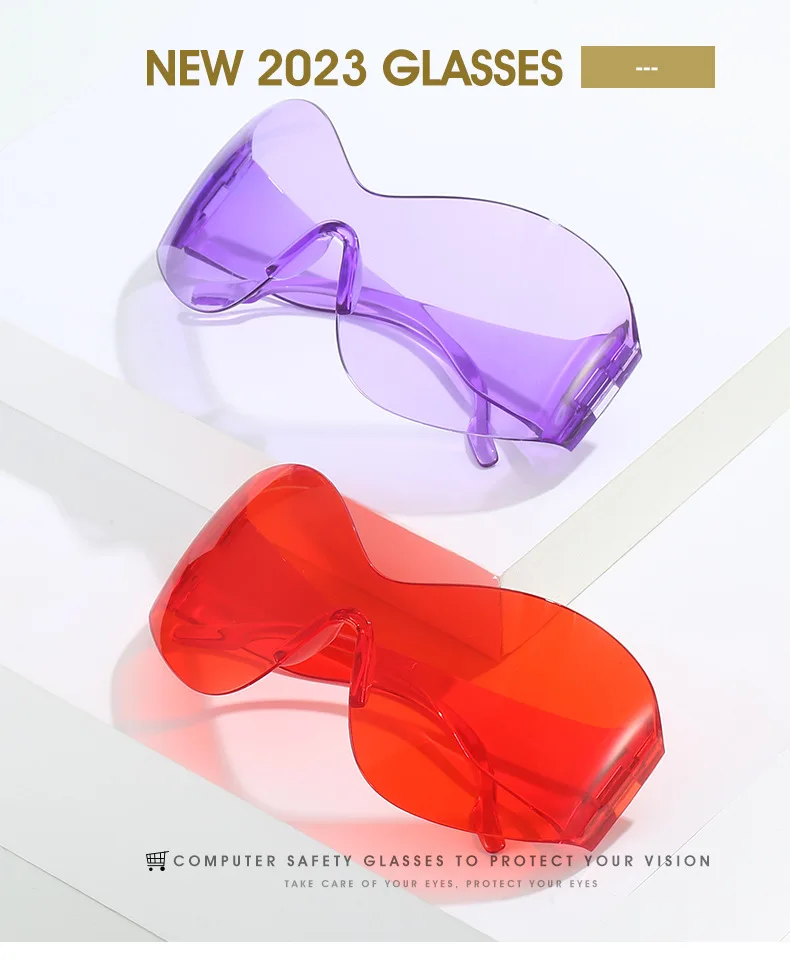 Übergroße Y2K Punk Randlose Sonnenbrille für Damen und Herren, Großer Rahmen Steampunk Schmetterlings-Schutzbrille für Damen, 2000er-Jahre Goggle-Brillen – Detail 2