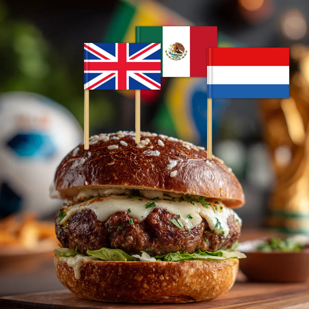 48PCS Soccer Match Theme Decor Cake Toppers USA  UK National Flags Party Supplies Cake Decoration Accessories Cake Decoration