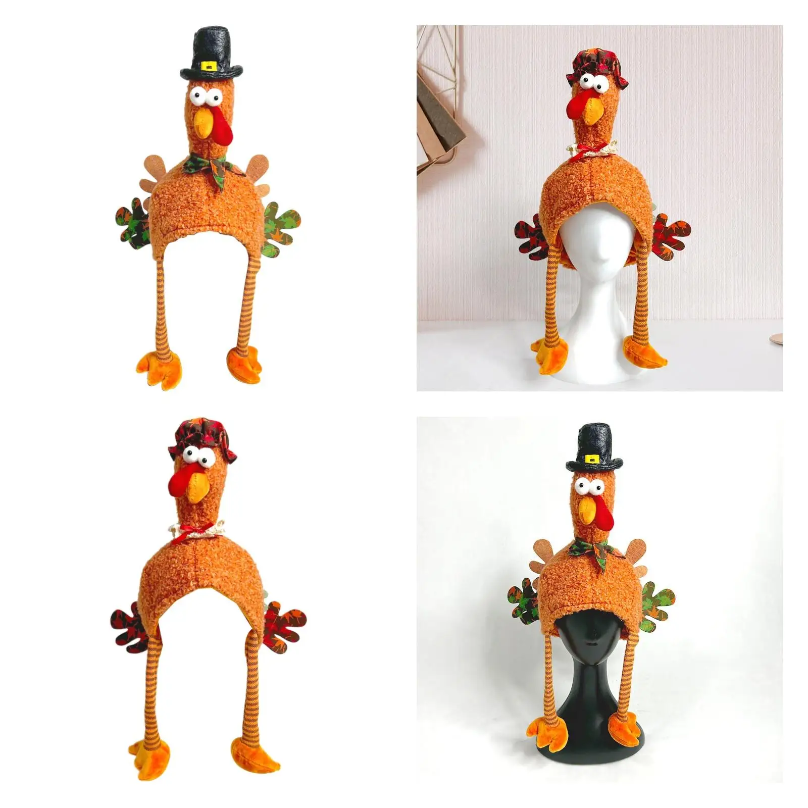 Sombrero de pavo de Acción de Gracias, gorro de terciopelo, adorno hecho a mano, disfraz suave