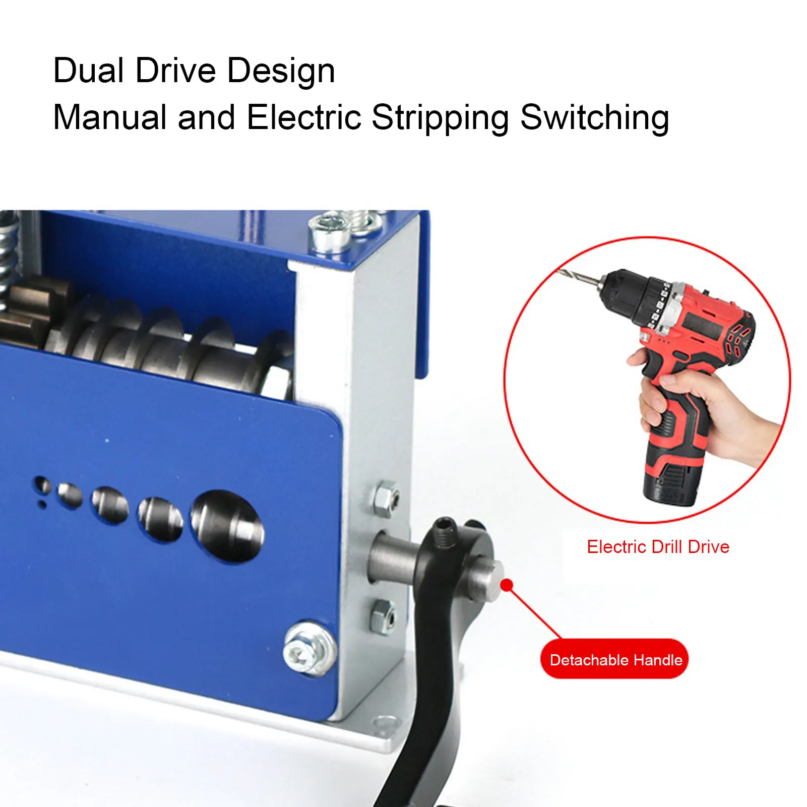 

Wire Stripping Machine Hand Crank Or Drill Powered Electrical Wire Stripper for 3.5mm 7mm 9mm 12mm 17mm Cables