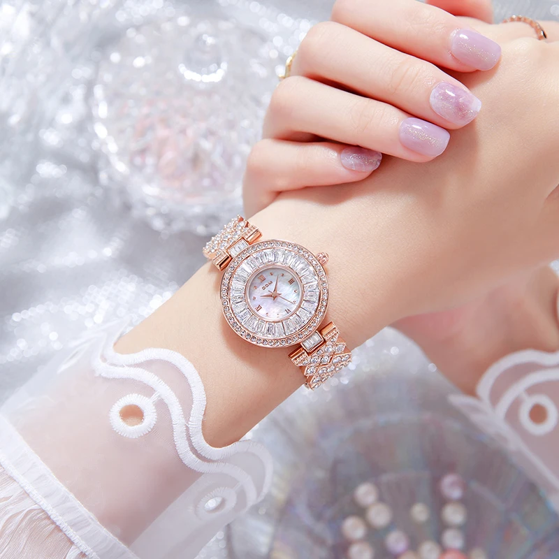 DOM-reloj de cuarzo redondo para mujer, cronógrafo de pulsera con puntero de cristal, resistente al agua, elegante, a la moda, de lujo, regalo, 1375