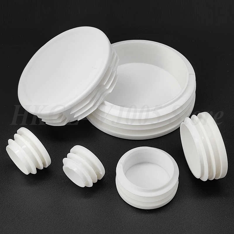 White Round Plastic Blanking End Cap Tube Pipe Inserts Plug Bung Insert Stopper Chair Table Feet Cap Wear-resistant Anti Slip