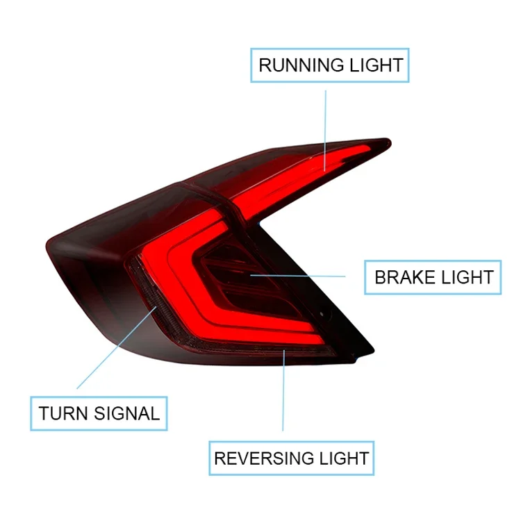 DK MOTION  Accessories Automobile Tail Lamp For Honda Civic 2016 2017 2018 2019 2020 Upgrade LED Honda Civic sedan Tail Lights