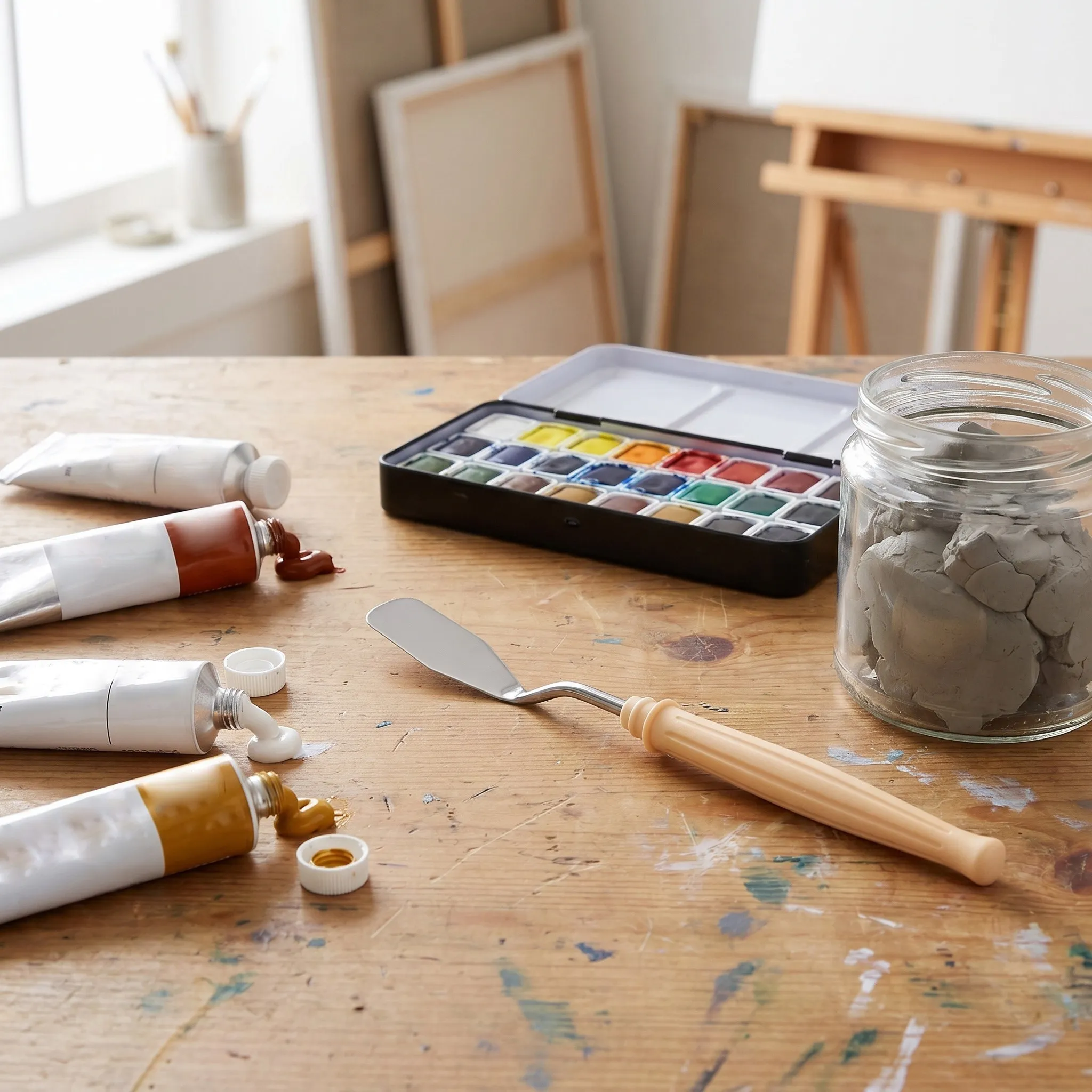 

12Pcs Painting Scrapers Metal Plastic Handle Art Painting Tools for Oil Canvas Pigment Mixing and Canvas Art Drawing Spatula