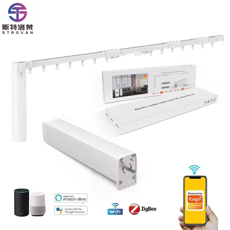 

STLF Zigbee Wifi Smart Curtain Motor Opener Aluminum Motorized Curtain System Automatic Electric Curtain Track
