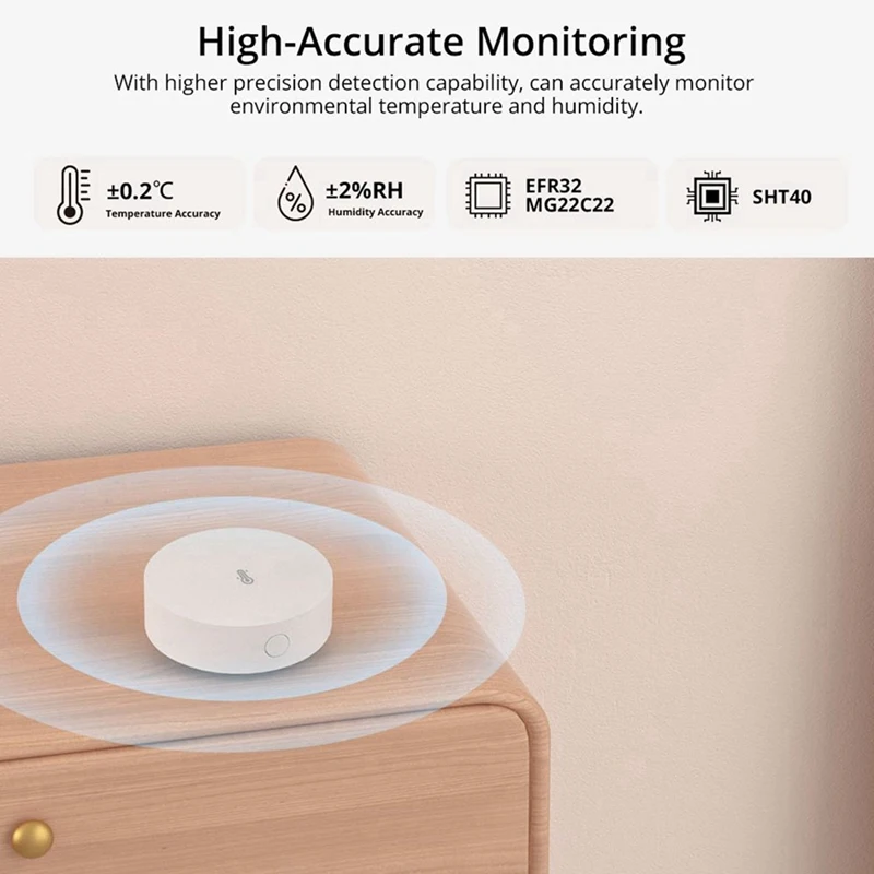 Zigbee Temperature And Humidity Sensor Smart Home Thermometer, Detector High Precision Monitor For Alexa Google Home