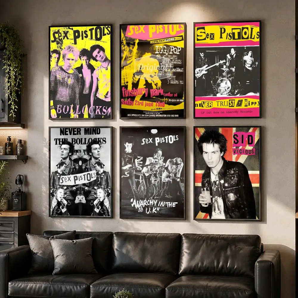 S-Sex Pistols Back Band Poster HD Waterproof Self-Adhesive Wall Art – Multi-Scene Use Top Gift Pick