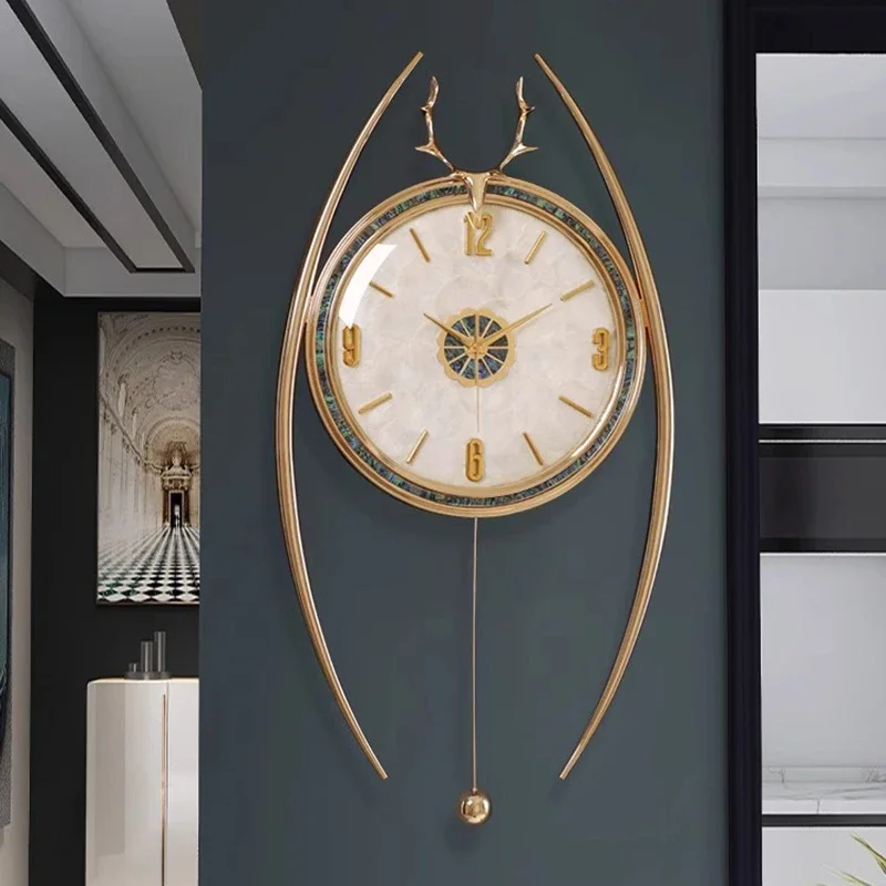 Metal Long Wall Clock Silent Luxury Nordic Office Needle Wall Clock