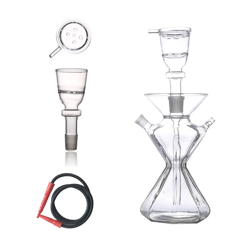 Diamond Shisha Full Set, All Glass Hookah with Charcoal Holder, Flavor Bowl Hose, New Design