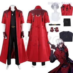 Dante Cosplay Costume Wig Red Trench Game DMC Devil Hunter May Cry Halloween Jacket Uniforms Halloween Carnival Roleplay