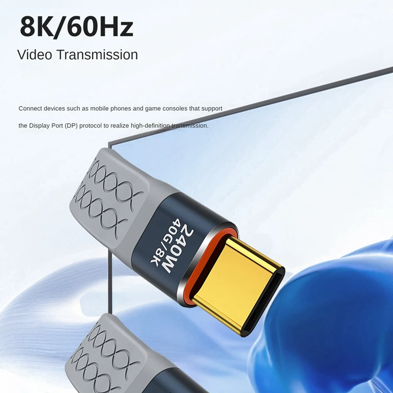 USB4 Data Cable 40Gbps USB C To Type C Short Cable PD 240W 8K 60Hz For Thunderbolt 3/4 Iphone 15 Pro Max SSD Power Bank