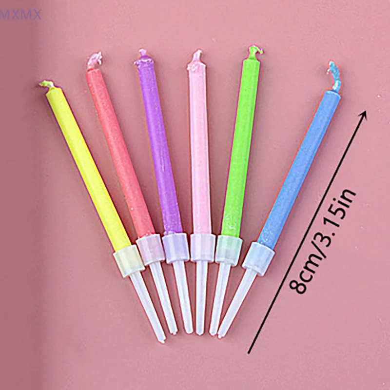 Velas de llama coloridas, 5/6 unidades por paquete, velas para tarta de cumpleaños, fiesta de boda, decoración, suministros de fiesta para niños