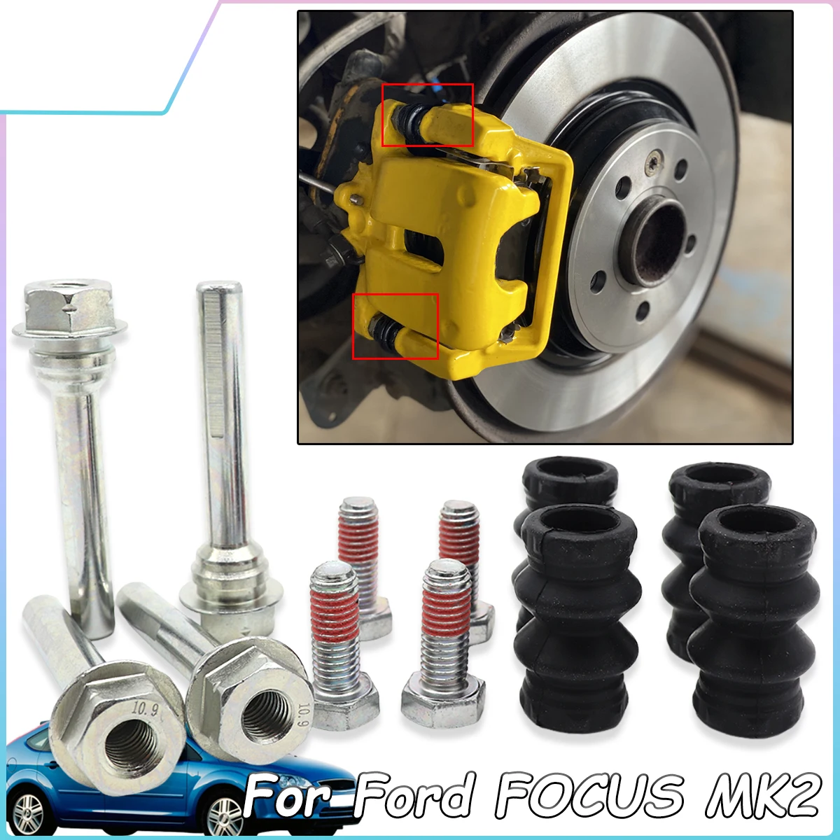 

Brake Caliper Cylinder Slider Guide Pin For Disc Housing Bolts Bushing Boot Seal Kit Replacement Parts For Ford FOCUS MK2 05-12