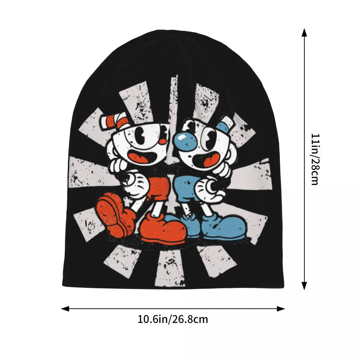 الرجعية Cuphead بونيه القبعات الخريف الشتاء في الهواء الطلق Skullies قبعة صغيرة لعبة أنيمي للرجال النساء الصيف رئيس التفاف قبعة #2