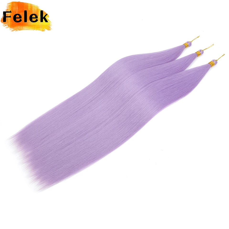 

3Pcs Purple Bone Straight Hair Extensions 30Inch Synthetic Ariel Straight Pony Hair Bundles Ombre Silver Grey Pink Braiding Hair