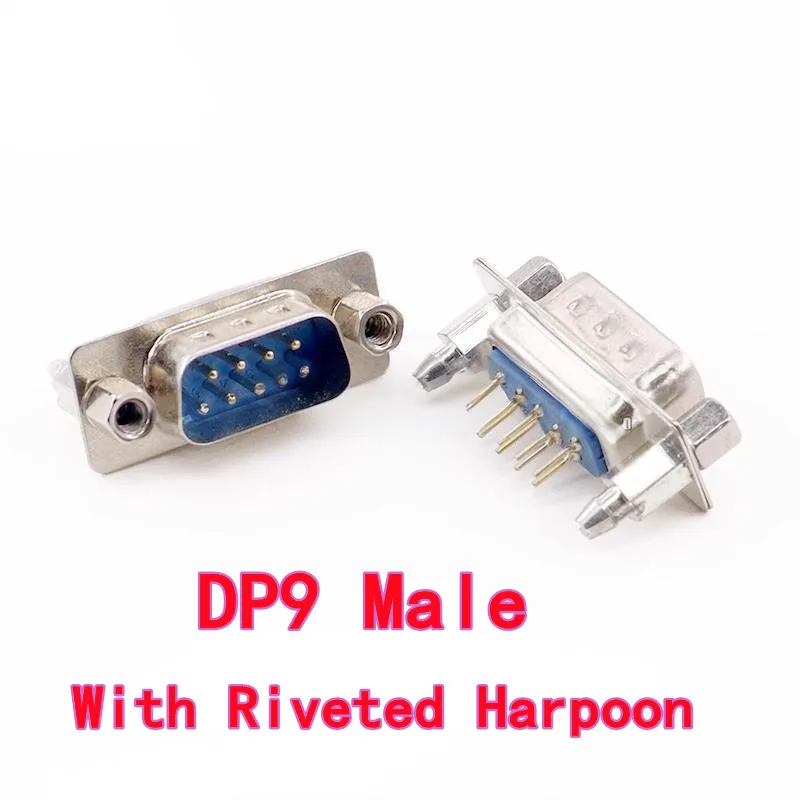 Presa seriale DB9 femmina/maschio DP9 da 10 pezzi (tipo a saldare) con arpone rivettato/vite di fissaggio, DP9 femmina/maschio, 9 pin/9 contatti