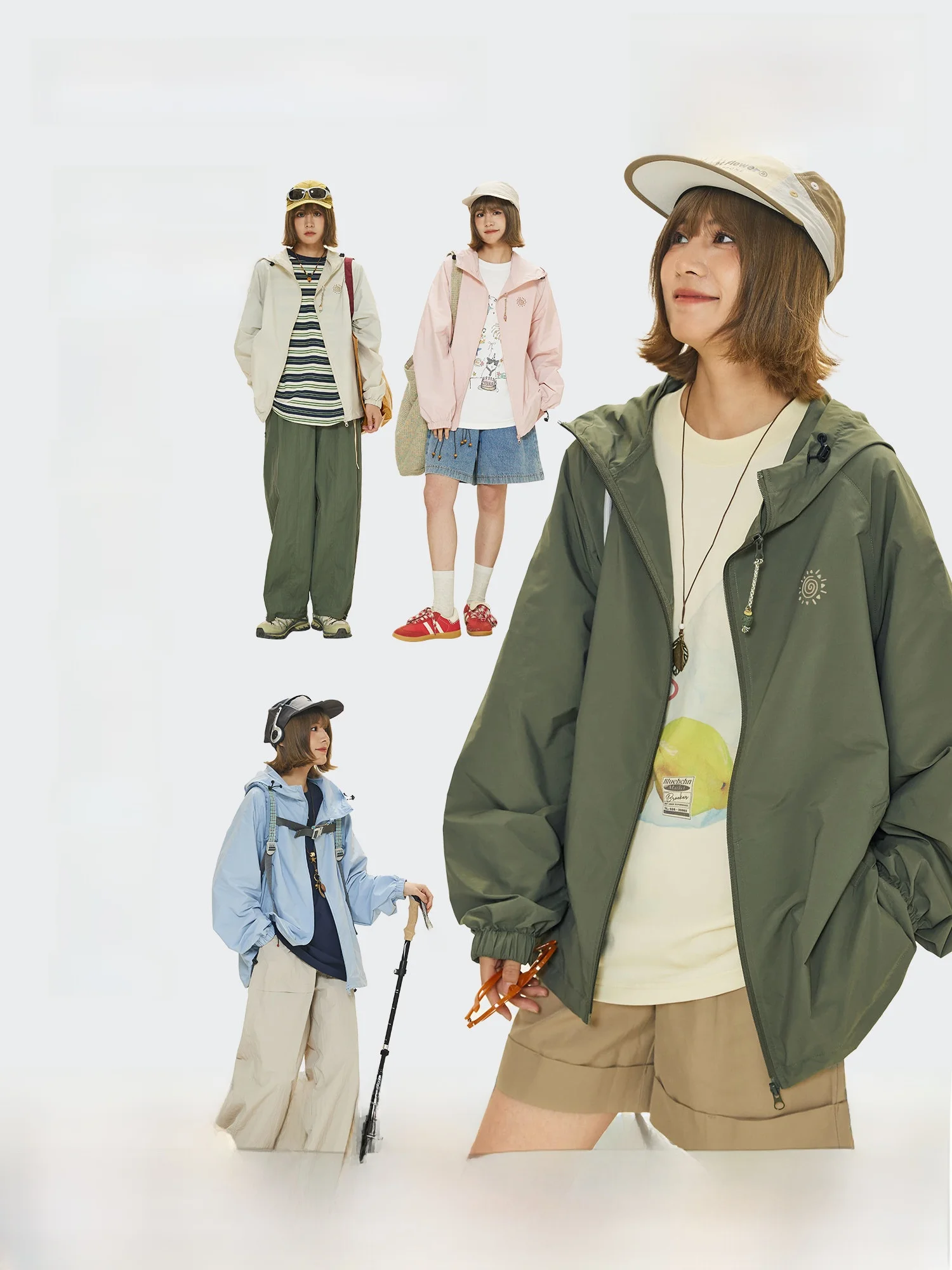 

Летняя женская куртка с капюшоном и защитой от УФ-лучей, дышащая, для пар, уличный стиль, полиэстер, нейлон