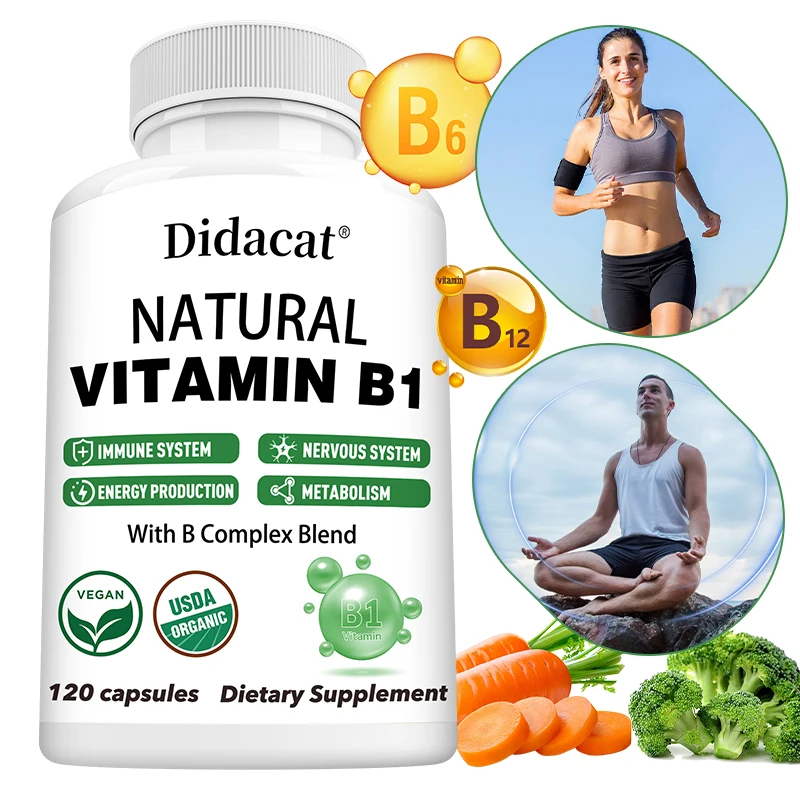 Natural Vitamin B1 B6 B12 Complex - Vitamin B1 Supplement, Essential B Vitamins for Men& Women, Nervous System, Immunity, Energy