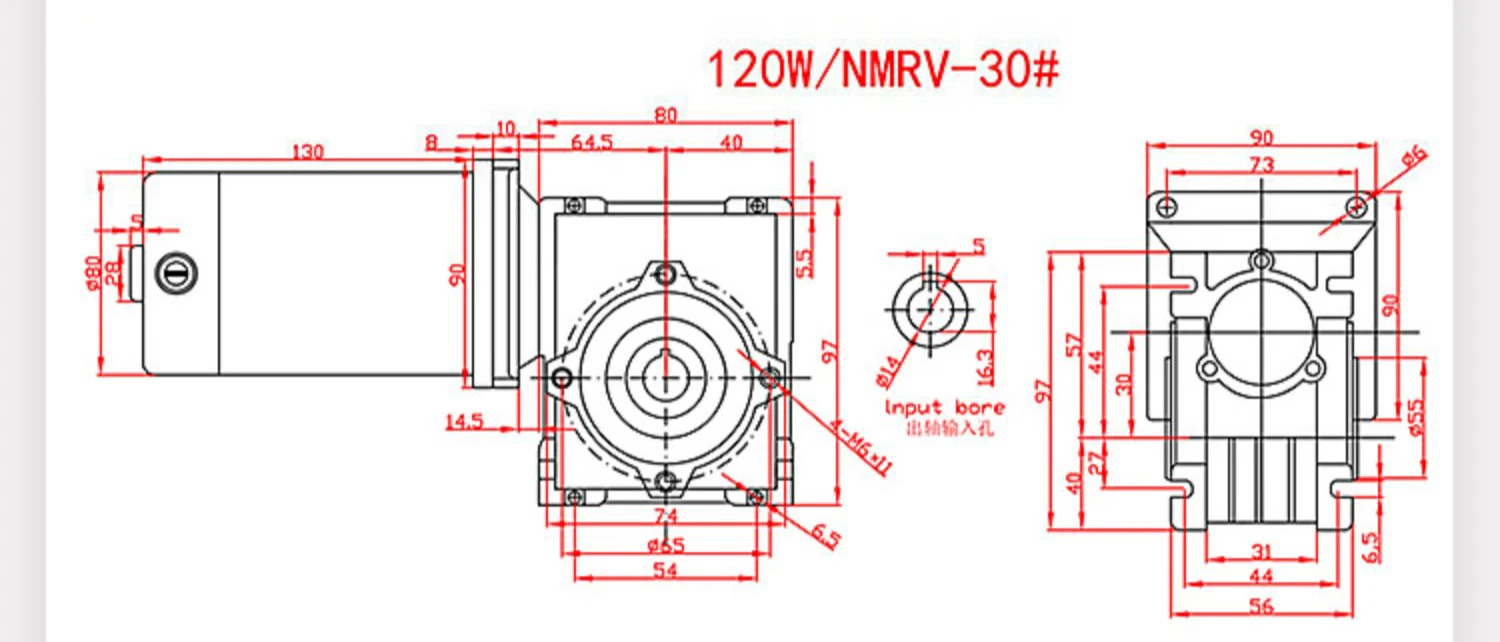 120W 12V / 24V Dc Wormwielkast Motor RV30 Lage Snelheid Motor Zelfsluitende Motor speed Regulator Micro Motor