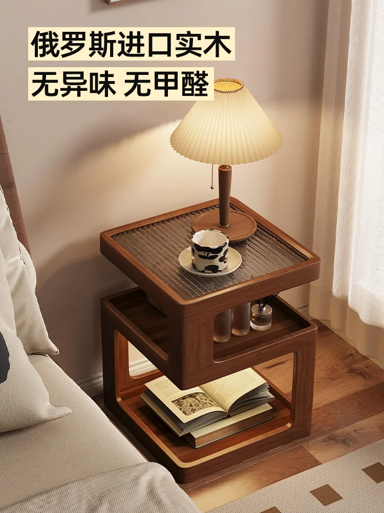 

Arctic tree solid wood bedside table small 2025 new light luxury high sense simple modern side rack