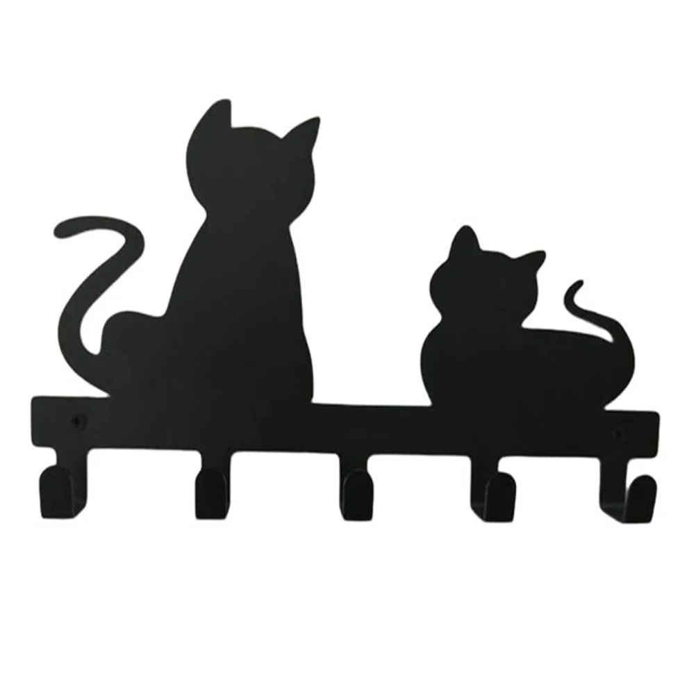 

Cat Towel Hook Shaped Hooks Hanger Hat Black Cap Clothes Iron Hanging Wall Wall-mounted