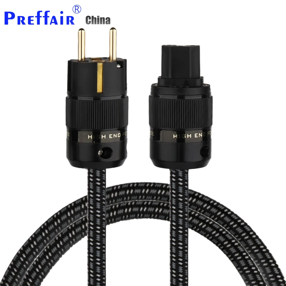 Preffair 13AWG OFC Copper Soft Schuko Mains Power Cord Cable HIFI EU Plug AC Extension Cable Audiophile For CD Tube Amplifier