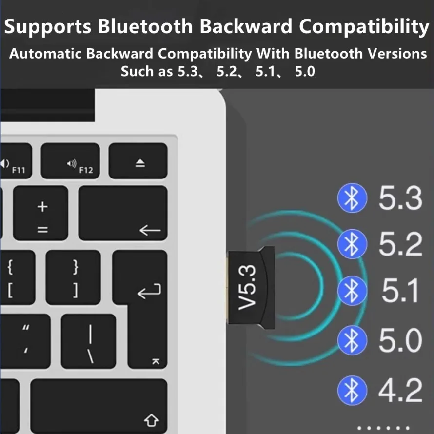 Adattatore Bluetooth USB wireless Bluetooth 5.3 per adattatore dongle per PC Mouse wireless Keyborad Ricevitore audio musicale Trasmettitore USB