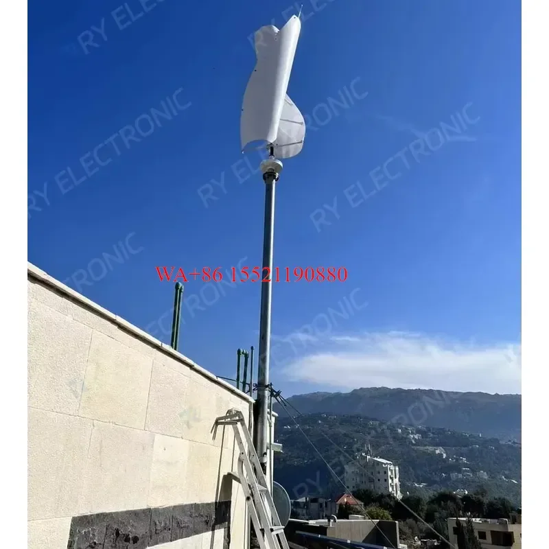 WMWMNU 5kw Wind Solar Hybrid Residential Roof Mounted Small Vertical Axis Helix Wind Turbine Power Energy Wind Generator for