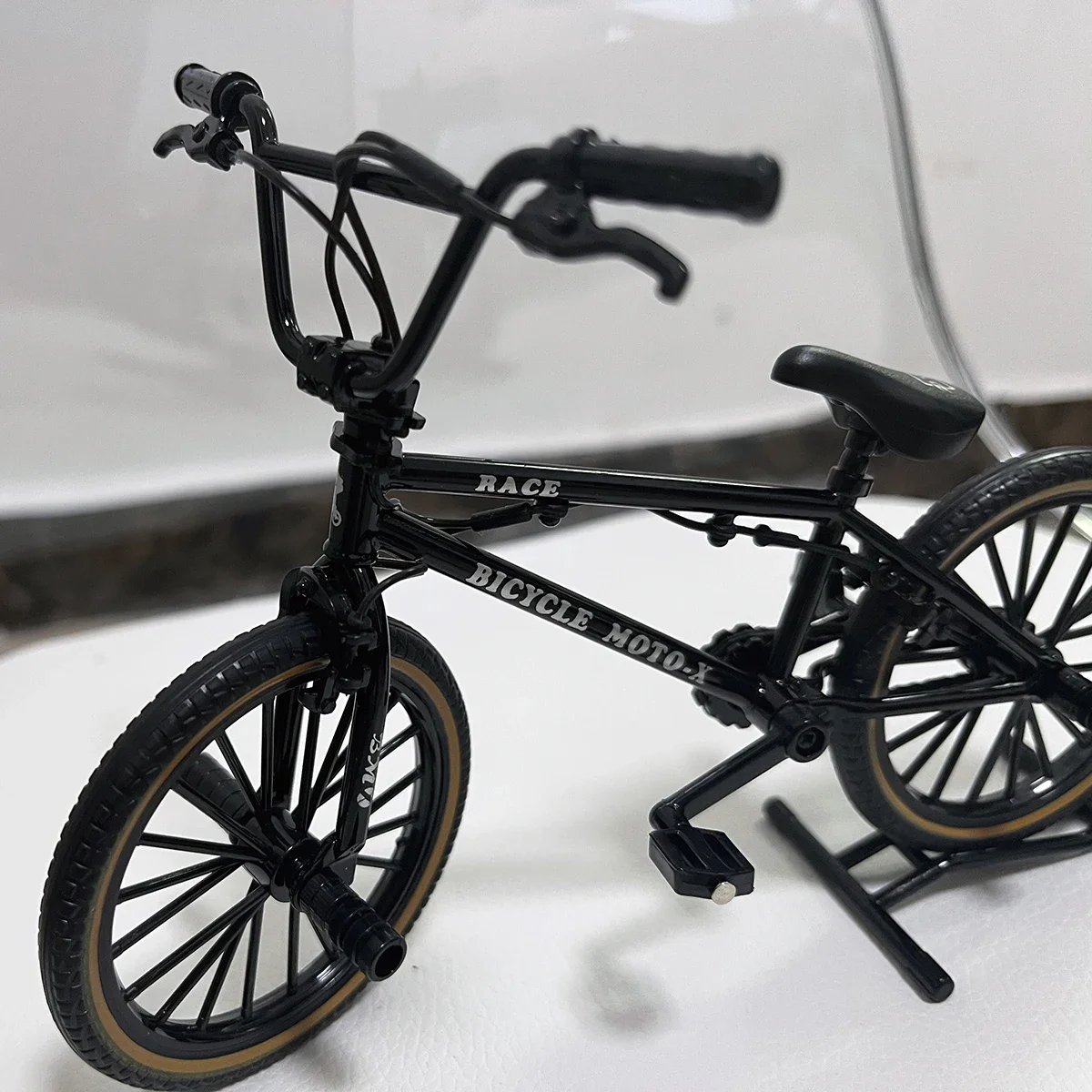 1:8 modello in lega bicicletta pressofuso decorazione Mountain Finger Mini Black Metal Bike simulazione collezione regali giocattoli