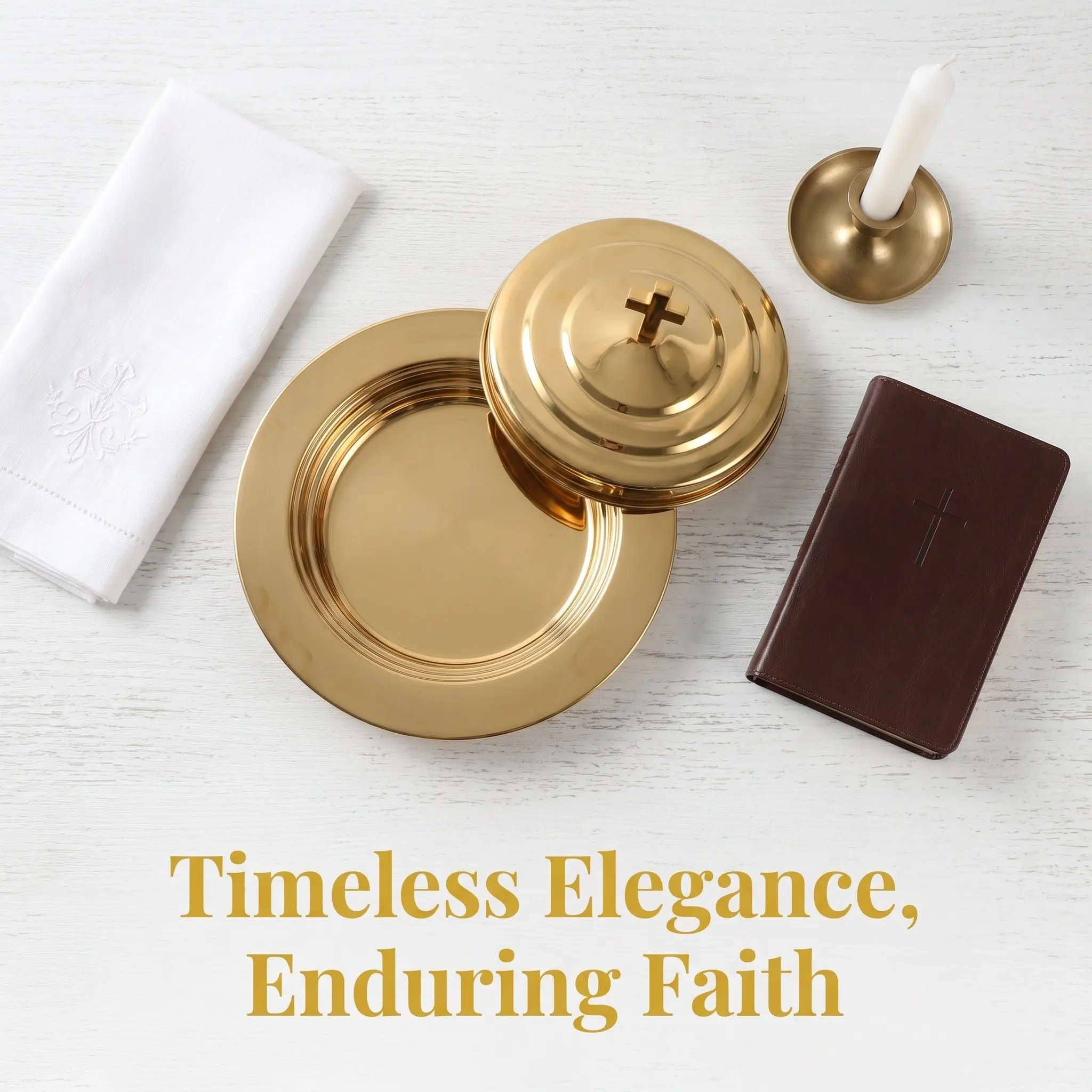 Gold Stainless Steel Communion Plate Small Size Covered Bread Tray Thickened 304 Church Holy Communion Service