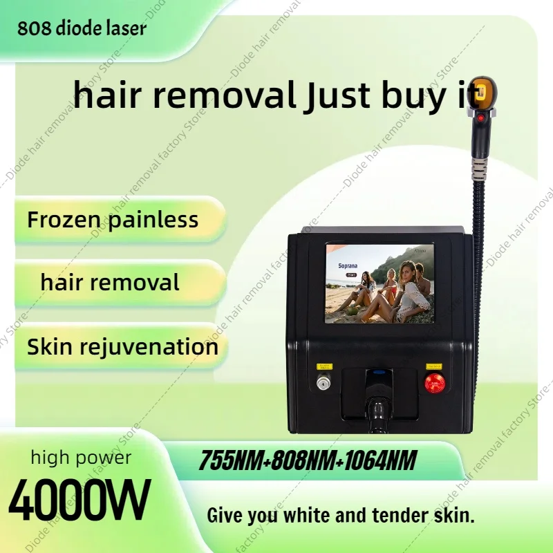 

2025 Portable 3 Wavelength 808nm Diode Laser Hair Removal Rejuvenation Painless Air Cooling Permanent Epilator Beauty Machine