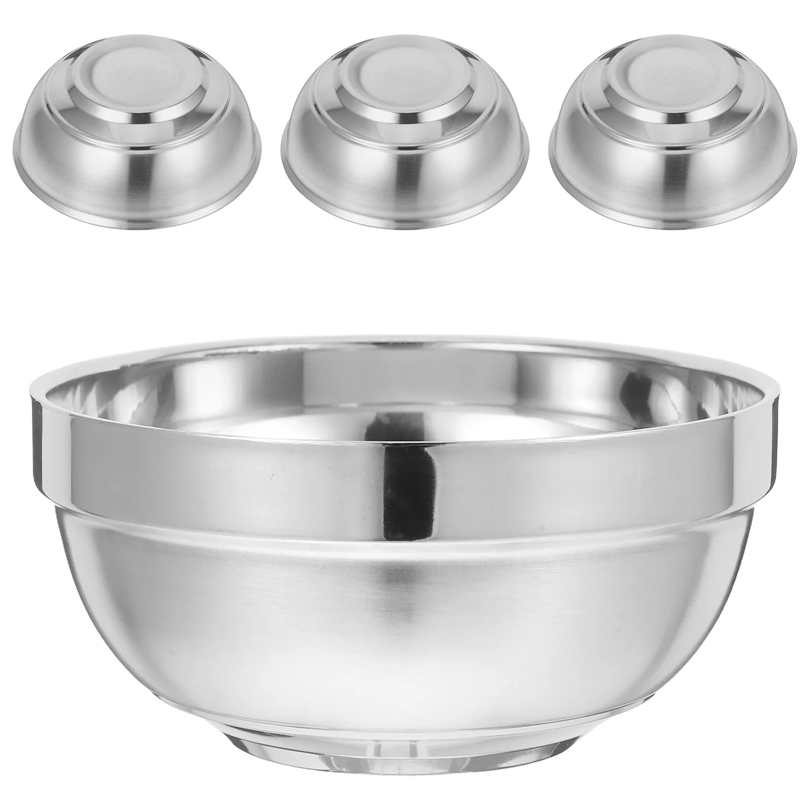 

4Pcs 13Cm Insulated Stainless Steel Bowl with Flat Base Anti Bowl for Rice Soup Kids Camping Outdoor Home Use