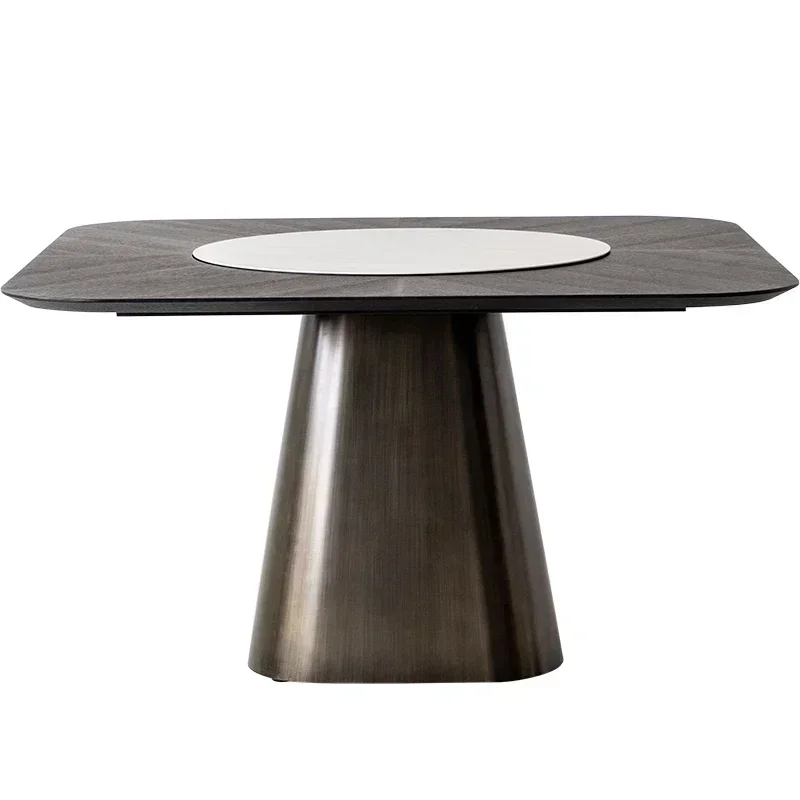 Modern Italian Minimalist Light Luxury Stone Plate Turntable Generous Table Household Minimalist Dining Table