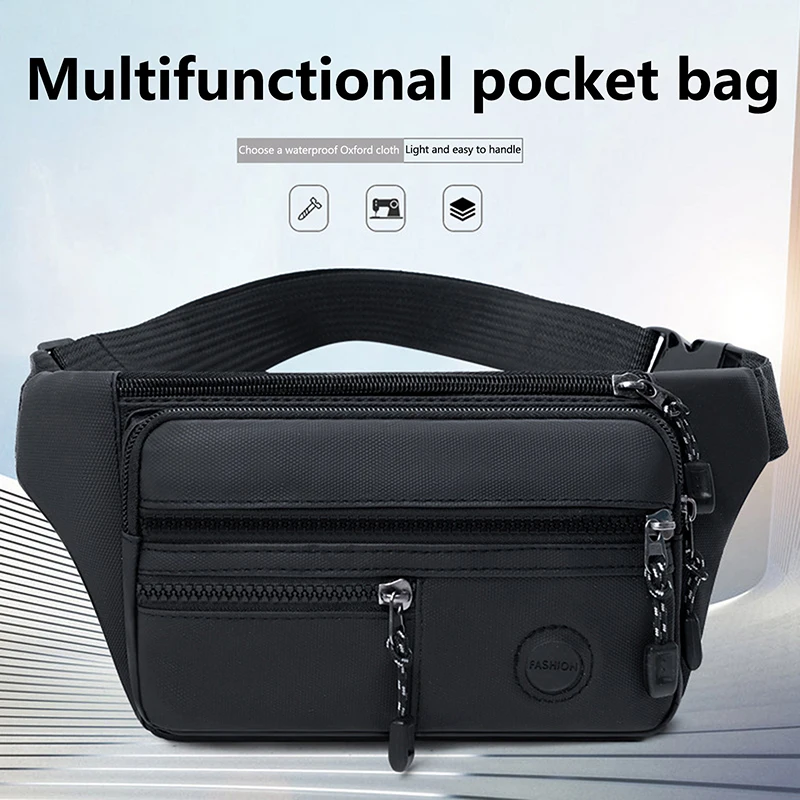 Waist Pack Men's Leisure Sports Outdoor Chest Bag Fashion Trend Shoulder Bag Crossbody Bag Large Capacity Waterproof