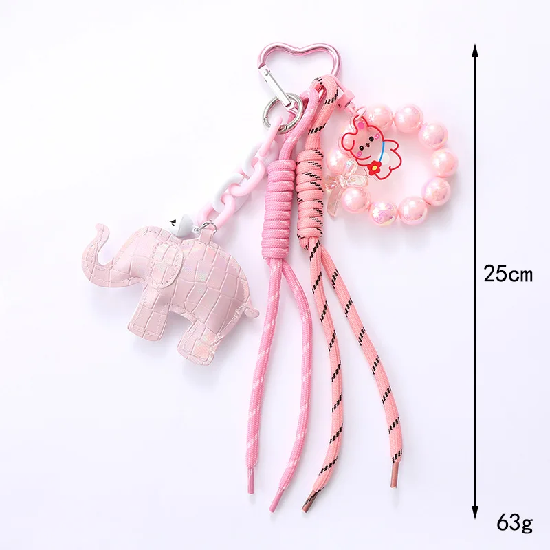 Knitted Rope Keychain Fashion Bag Pendant Cartoon Doll Elephant Key Chain Keyring Girls Mobile Phone Backpack Decor Ornament