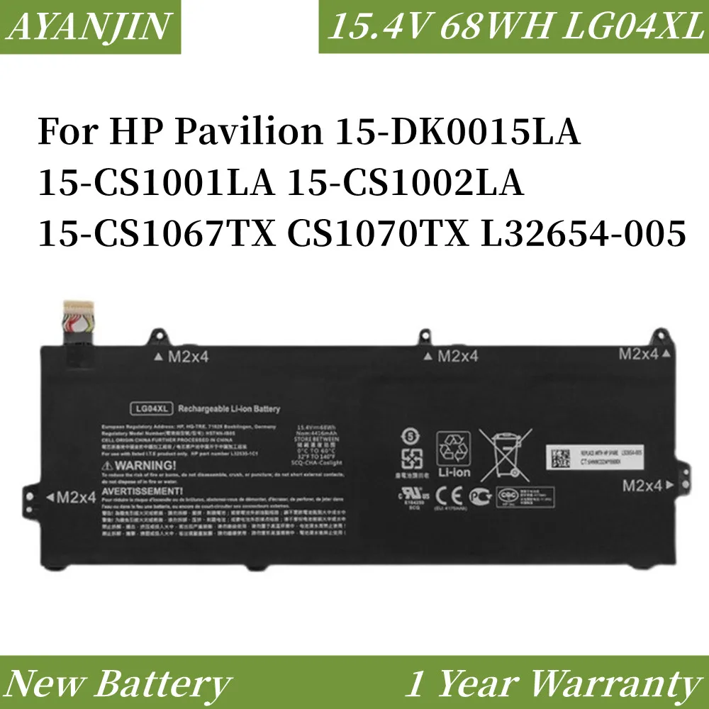 

15.4V 68WH LG04XL HSTNN-IB8S Laptop Battery for HP Pavilion 15-DK0015LA 15-CS1001LA 15-CS1002LA 15-CS1067TX CS1070TX L32654-005