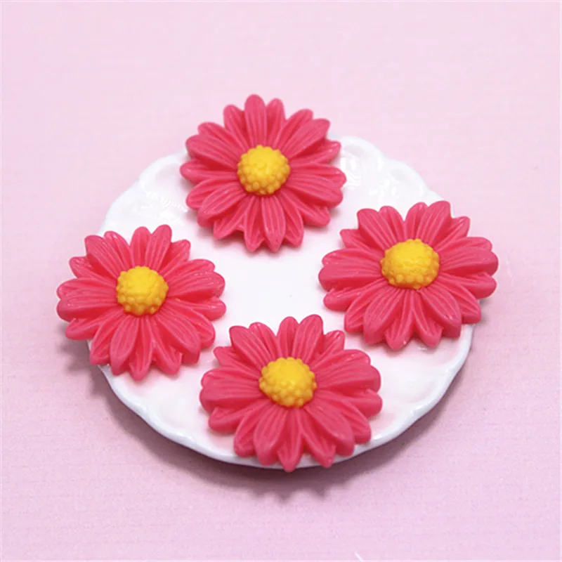 Cabujones de resina para decoración del hogar, cabujones de margaritas y flores de 22mm, para manualidades decorativas, 30 unidades