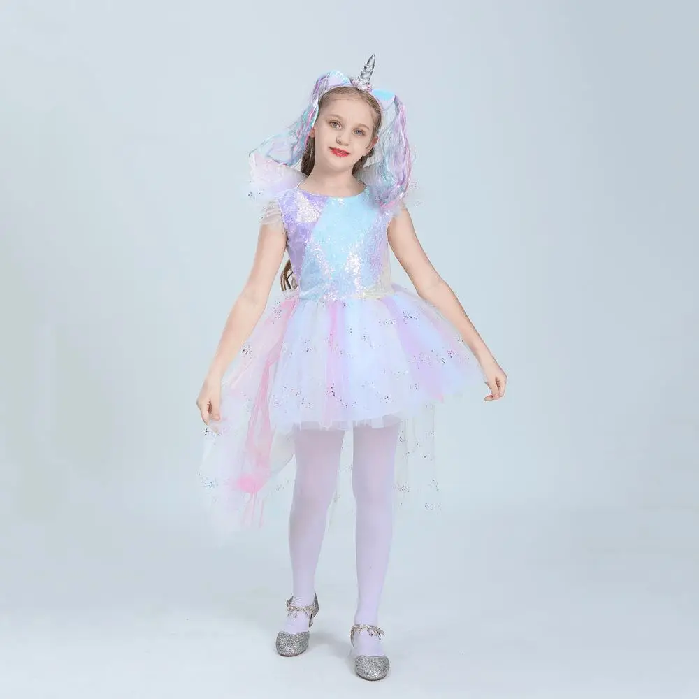 زي أداء للأطفال، فستان يونيكورن للهالوين، تنورة قوس قزح للعروض المسرحية، زي صيني تقليدي للنساء #4