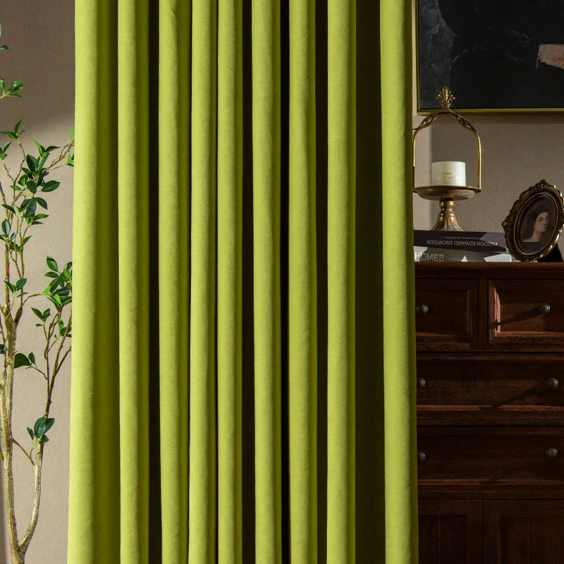 Customized American Retro Beauty Curtains Light Shading Living Room Bedroom Niche Green Cloakroom Partition Curtains