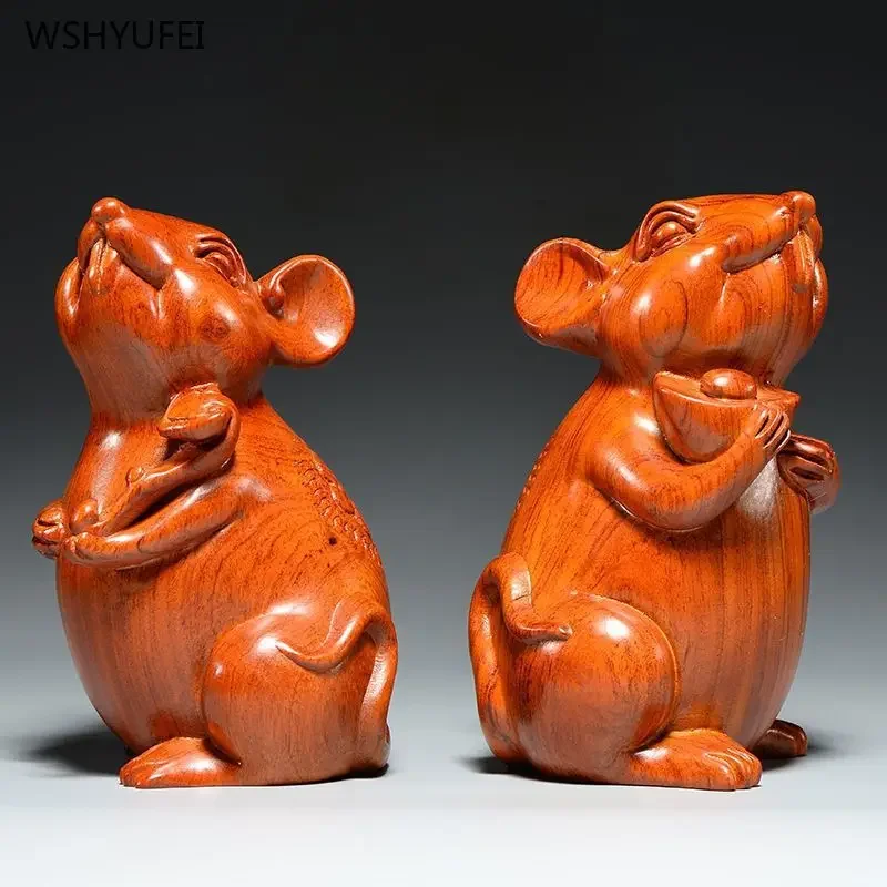 Мышь из массива дерева, резьба по дереву, украшения для гостиной Xuanguan, офисный магазин, ремесла, подарок на новоселье