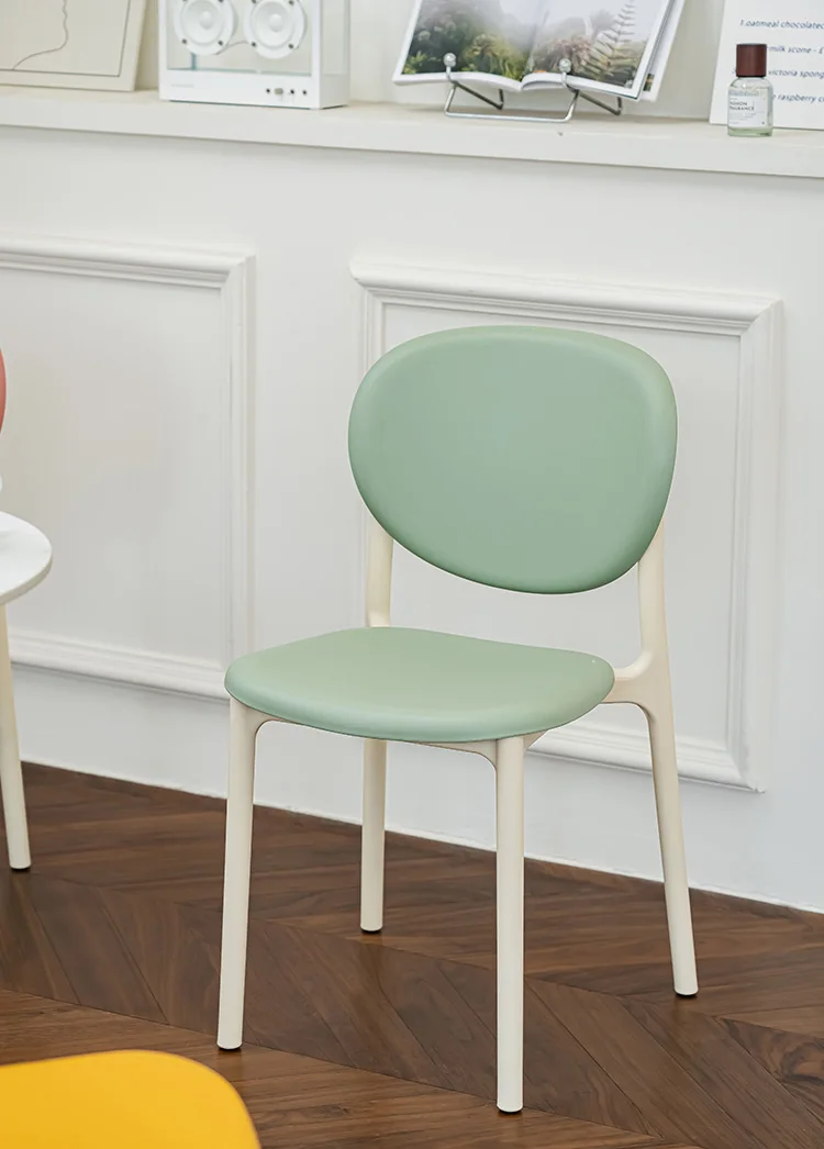 

Cream style backrest dining chair, small household, stackable chair, minimalist bedroom, plastic desk and chair