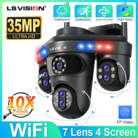 LS VISION-cámara IP WiFi con 3/4 pantallas, Zoom 10X, cámara PTZ inalámbrica para exteriores, Audio bidireccional, cámaras de vigilancia con seguimiento automático Ai IP66