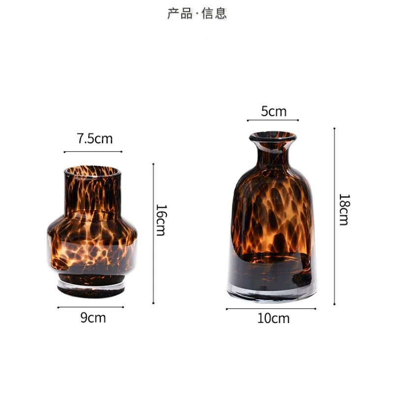 Luxury glass floral decoration home model room high-end leopard print floral decoration living room decoration