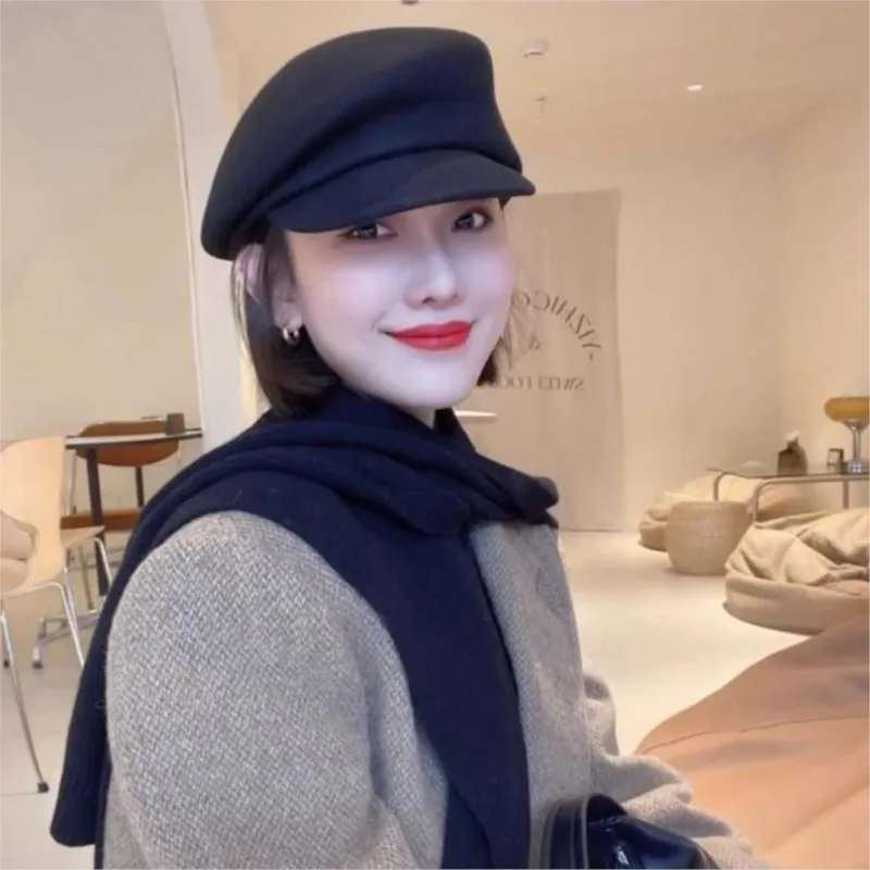 

Autumn and winter wool octagonal hats berets feminine newsboy woolen knight