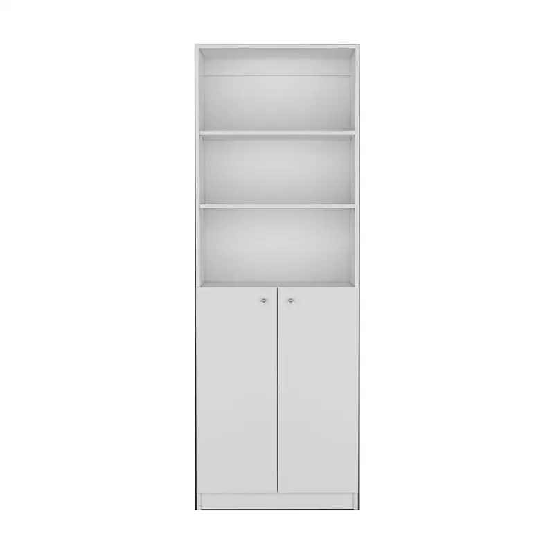 

White Dual-Door Bookcase for Office Storage and Organization