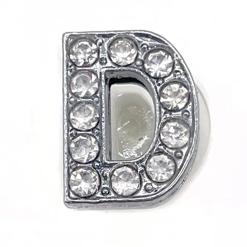 Schuh Charms Glitter Strass Buchstabe Silber Kristall Alphabet DIY Legierung Schuh Dekorationen Schmuck Slider Armband Armbänder – Detail 13