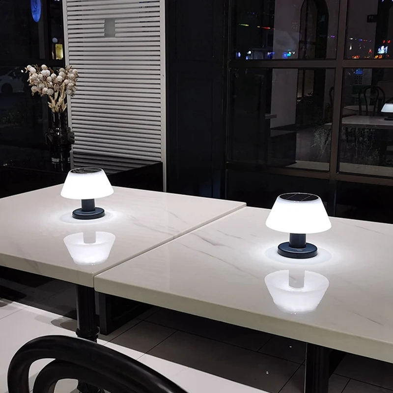 Lampu meja luar ruangan tenaga surya, lampu taman dalam ruangan, lampu baca dapat diredupkan tanpa kabel, lampu malam tahan lama