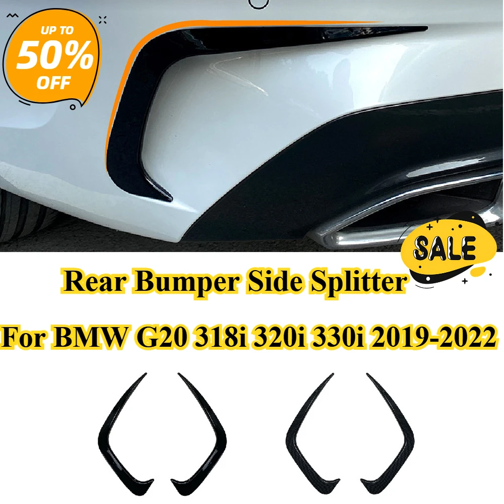 Rear Side For BMW G20 318i 320i 330i 2019-2022 Rear Bumper Side Splitter Canard Spoiler Kit Fog Lamp Sticker 