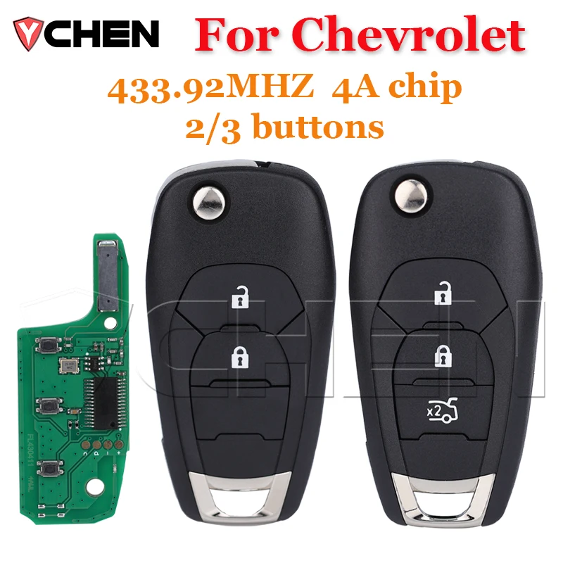 

Для Chevrolet Cruz 2015 Trax Sonic Spark 2021 Onix RS Aftermarket Filp Автомобильный ключ с дистанционным управлением 433,92 FSK 4A чип 2/3 кнопки
